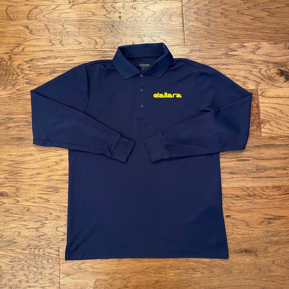 Dallara Racing Logo Long Sleeve Polo Shirt Mens Small Navy Blue Dallara Racing